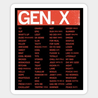 GEN-X - SLANG GUIDE Sticker